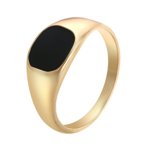 Gold Silver Color Polished Signet Ring