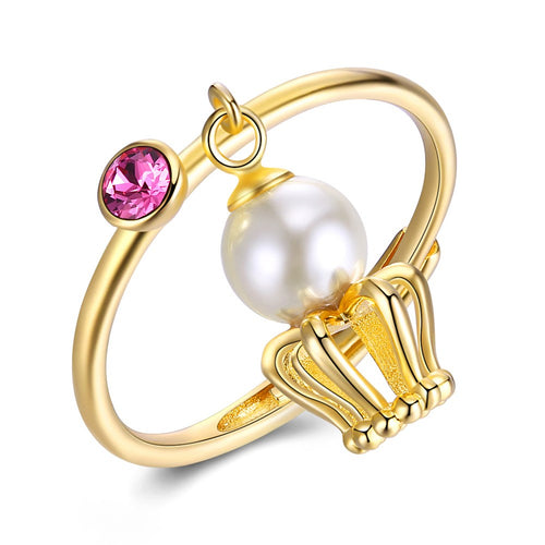 Crown Pearl Adjustable Rings